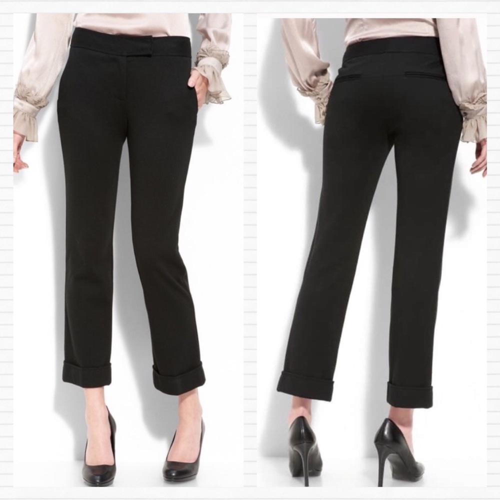 DIANE VON FURSTENBERG Black Side Ribbon Ankle Pant